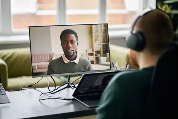 Man attending online mediation Sevenoaks MIAMS session